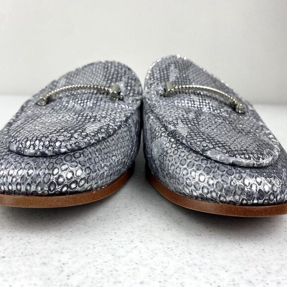 Sam Edelman Laurna Leather Silver Snake Skin Mules 7.5 - Picture 3 of 9